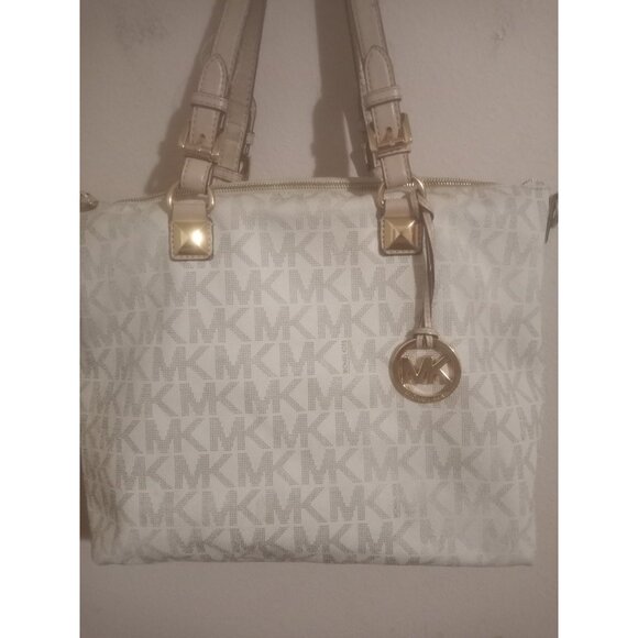 Michael Kors Women Vtg Design Leather Hand Bag Shoulder Purse AOP All Over Print - Picture 1 of 11